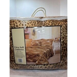 NIP VTG Y2K Unbranded Queen Brown Leopard Animal Print Ultra Soft Comforter